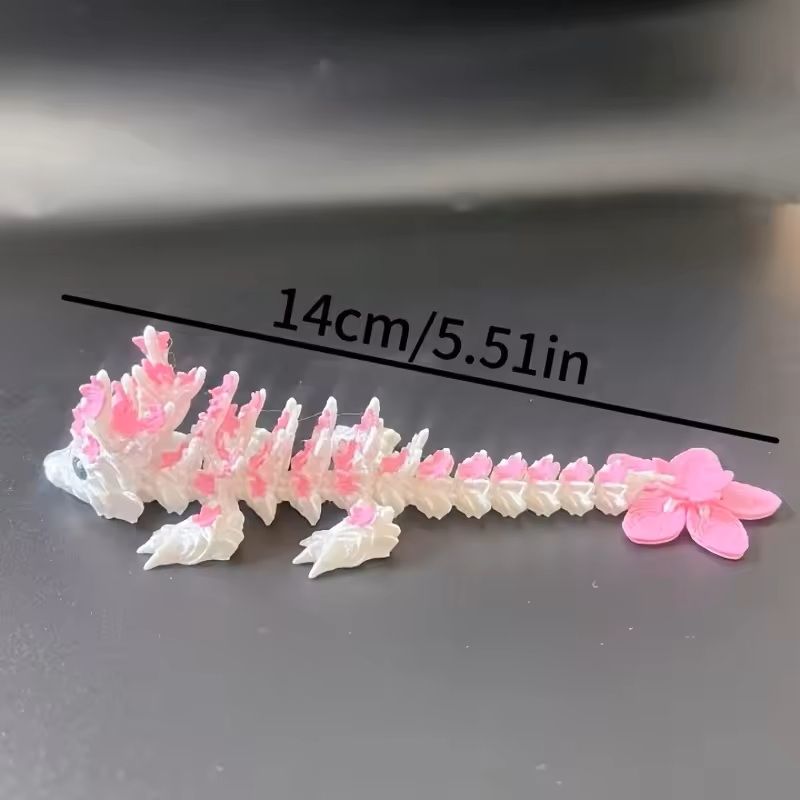 3D Printed Cherry Blossom Dragon Statue  Colorful Floral Design Home Ornament 2
