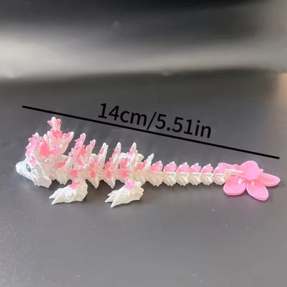 3D Printed Cherry Blossom Dragon Statue  Colorful Floral Design Home Ornament 2