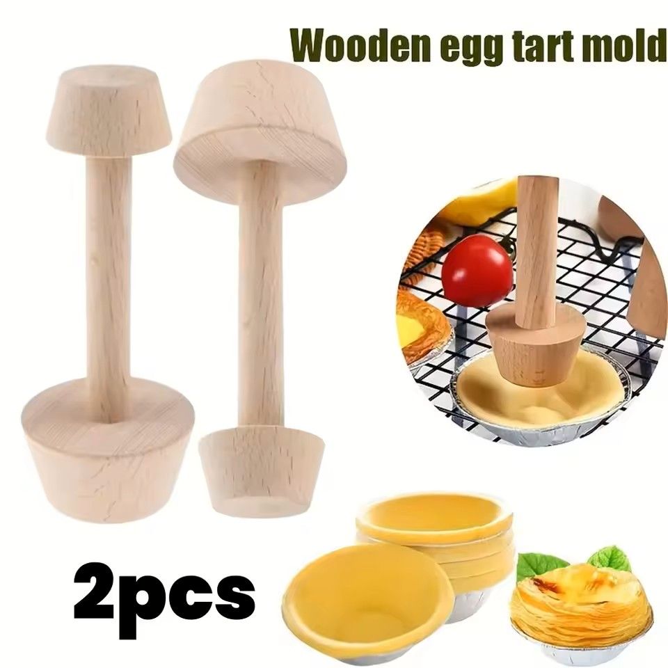 Premium Wooden Egg Tart Mold Double Side Pastry Tamper for Baking Tarts and Mini Pies