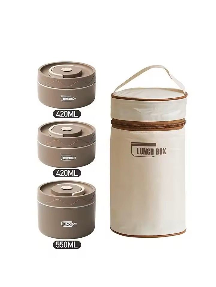 Premium Trio Stainless Steel Insulated Lunch Set  Microwavesafe Leakproof Food Container Bundle 10