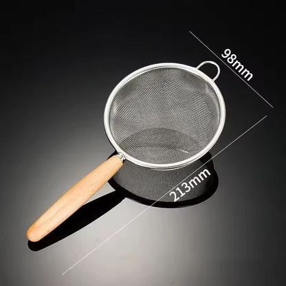 Premium 304 Stainless Steel Mesh Filter Spoon With Wooden Handle  MultiUse Kitchen  Frying Oil Skim 8