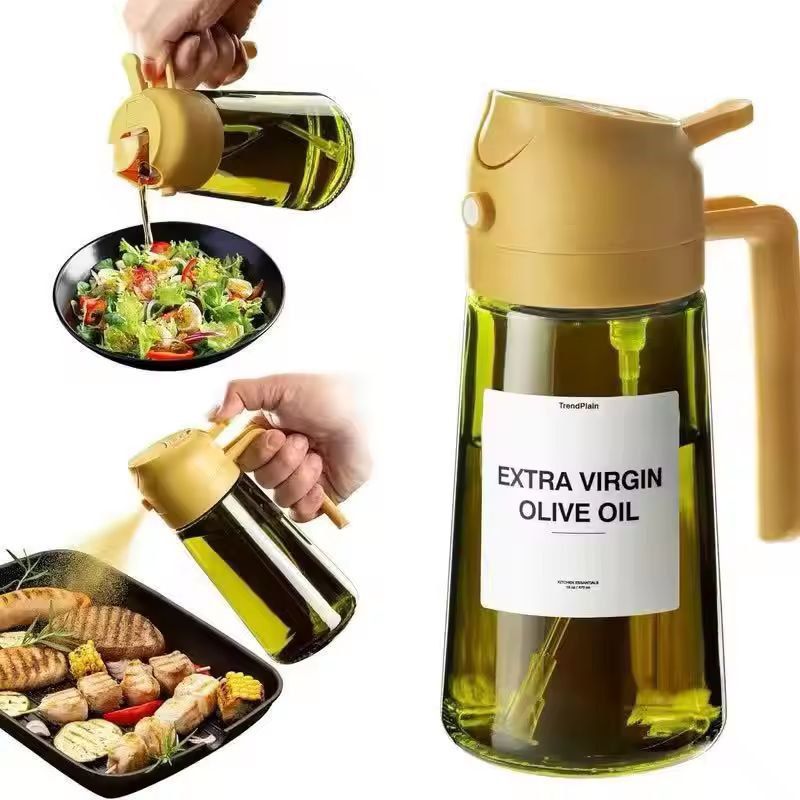 HeritageGuard 470 Ml DarkGreen Glass Oil Dispenser  Sprayer  Premium LightBlocking Kitchen Bottle 10