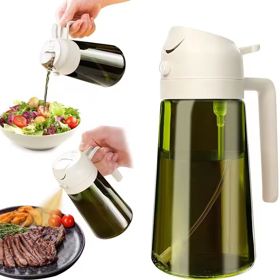 HeritageGuard 470 Ml DarkGreen Glass Oil Dispenser  Sprayer  Premium LightBlocking Kitchen Bottle 11