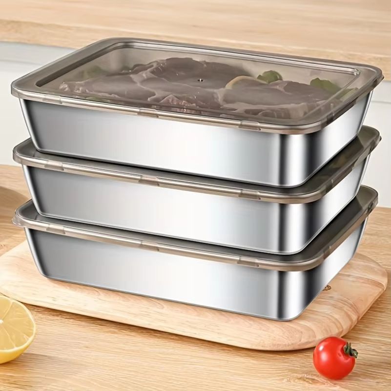 Premium Stainless Steel Food Storage Container With Lid  LeakResistant Lunch  Refrigerator Organize 1