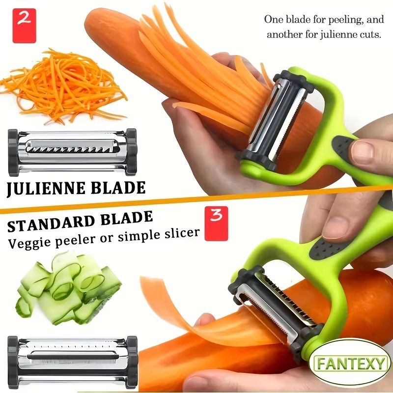 All-in-One 3-in-1 Rotary Peeler Slicer Grater for Fruits and Vegetables