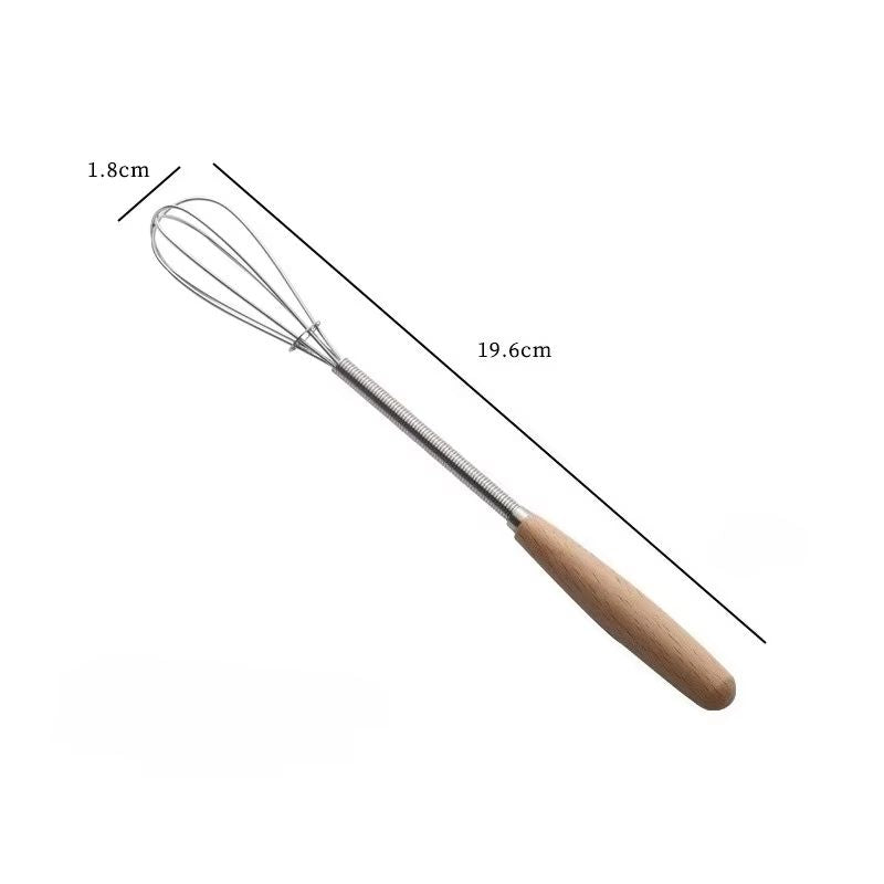 Mini Stainless Steel Whisk With Wooden Handle  Egg Beater And Milk Frother 5
