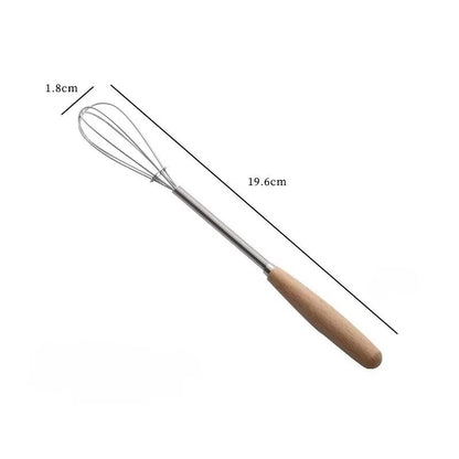 Mini Stainless Steel Whisk With Wooden Handle  Egg Beater And Milk Frother 5