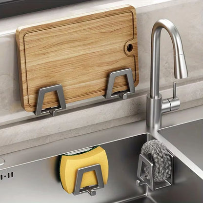 Stainless Steel Adhesive Sponge Holder  Rustproof Sink Caddy Organizer For Fast Drying 2