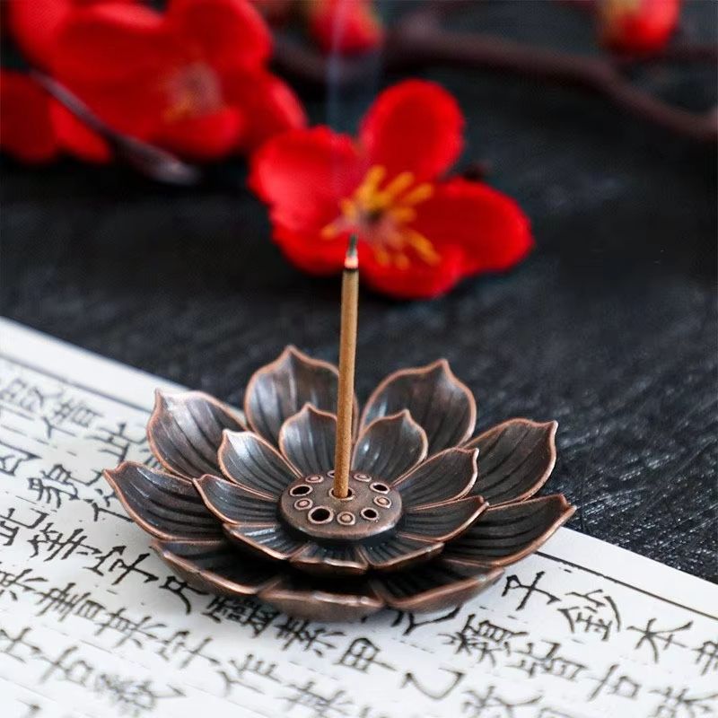 Lotus Alloy Incense Burner And Stick Holder For Meditation And Home Decor 1