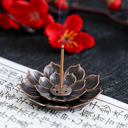 Lotus Alloy Incense Burner And Stick Holder For Meditation And Home Decor 1