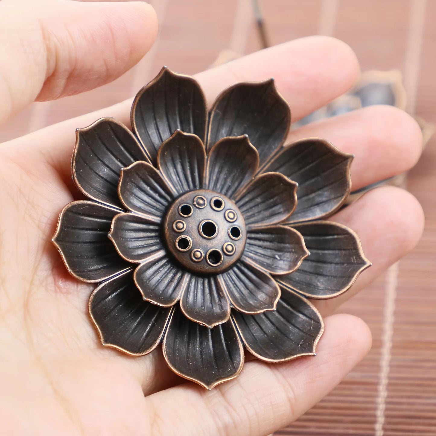 Lotus Alloy Incense Burner And Stick Holder For Meditation And Home Decor 4