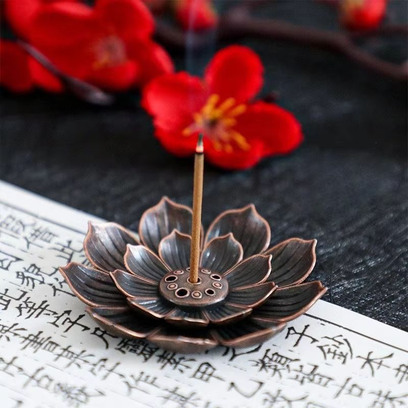 Lotus Alloy Incense Burner And Stick Holder For Meditation And Home Decor 6