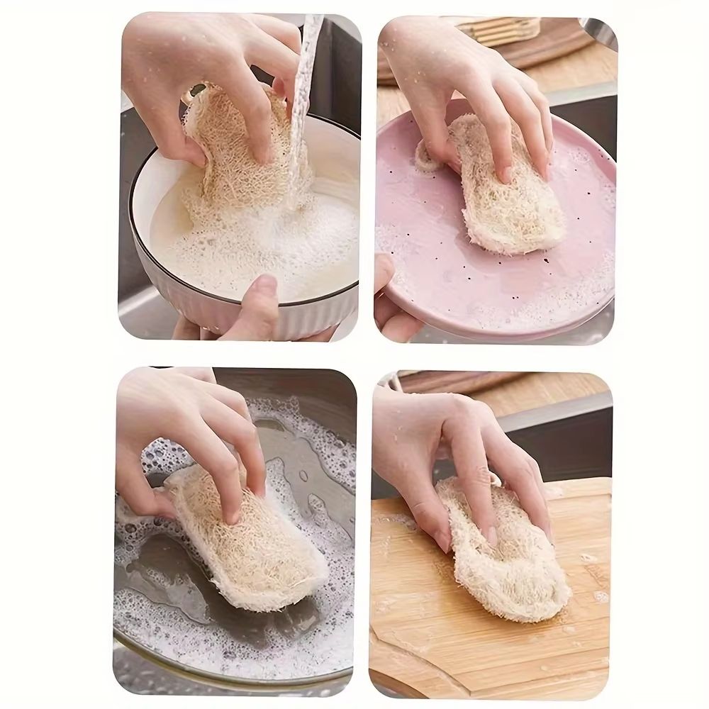 Natural Luffa Dish Sponge  Eco Friendly Non Scratch Kitchen Scrubber 4