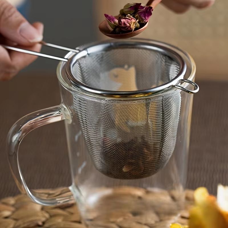 Fine Mesh Tea Infuser with Handle – Reusable Leaf Strainer and Kitchen Sieve