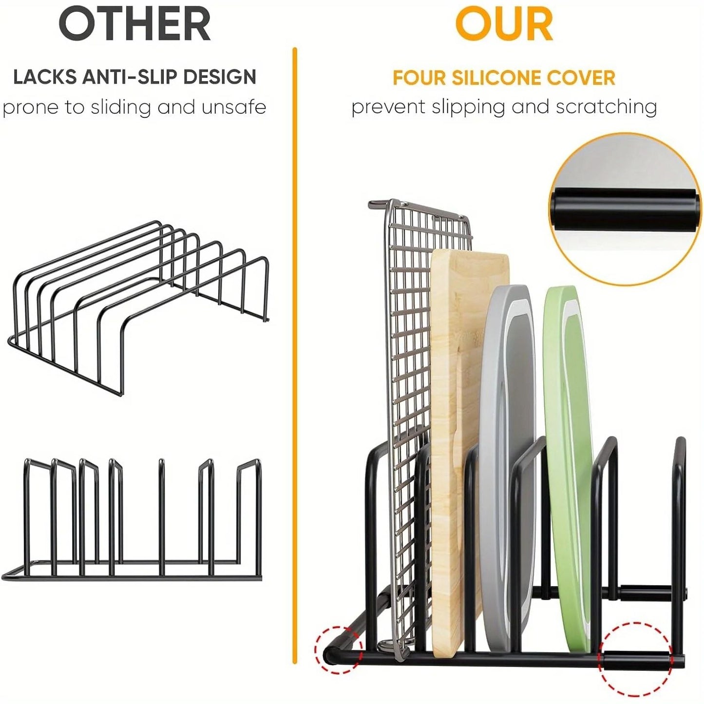 Multi Functional Iron Kitchen Rack Space Saving Cutting Board And Pan Organizer 1