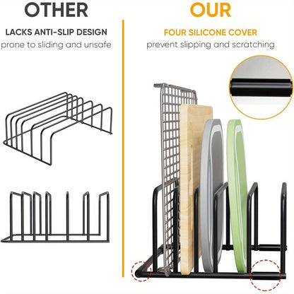 Multi Functional Iron Kitchen Rack Space Saving Cutting Board And Pan Organizer 1