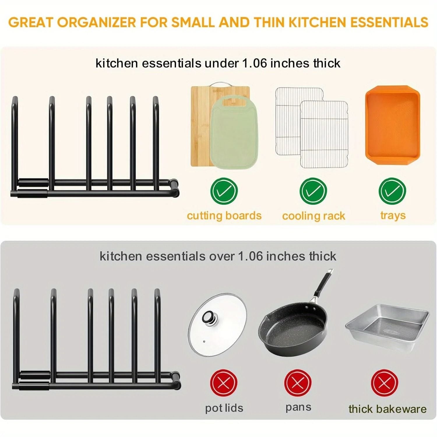 Multi Functional Iron Kitchen Rack Space Saving Cutting Board And Pan Organizer 4
