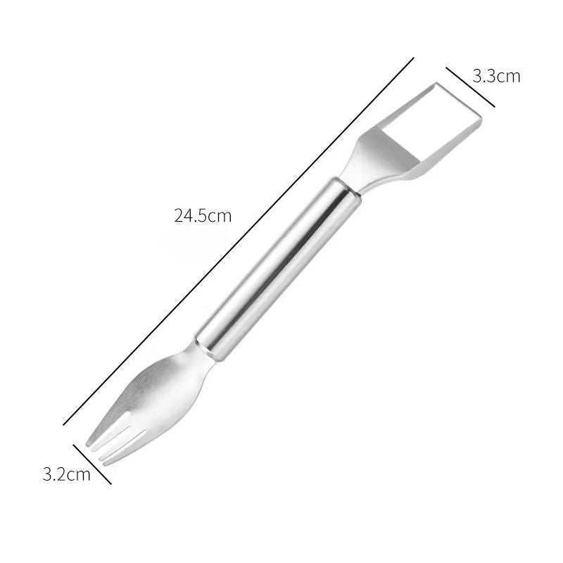 2 In 1 Stainless Steel Watermelon Cube Cutter Fork  Dual Head Fruit Slicer Tool 6