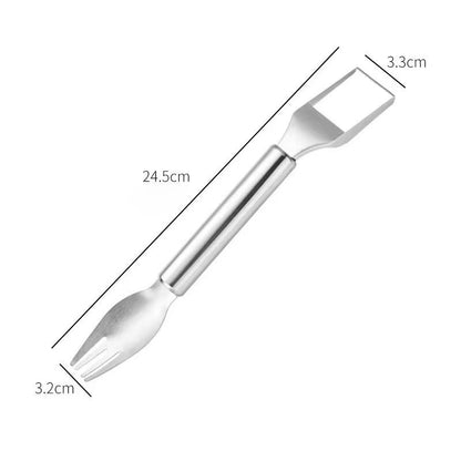 2 In 1 Stainless Steel Watermelon Cube Cutter Fork  Dual Head Fruit Slicer Tool 6