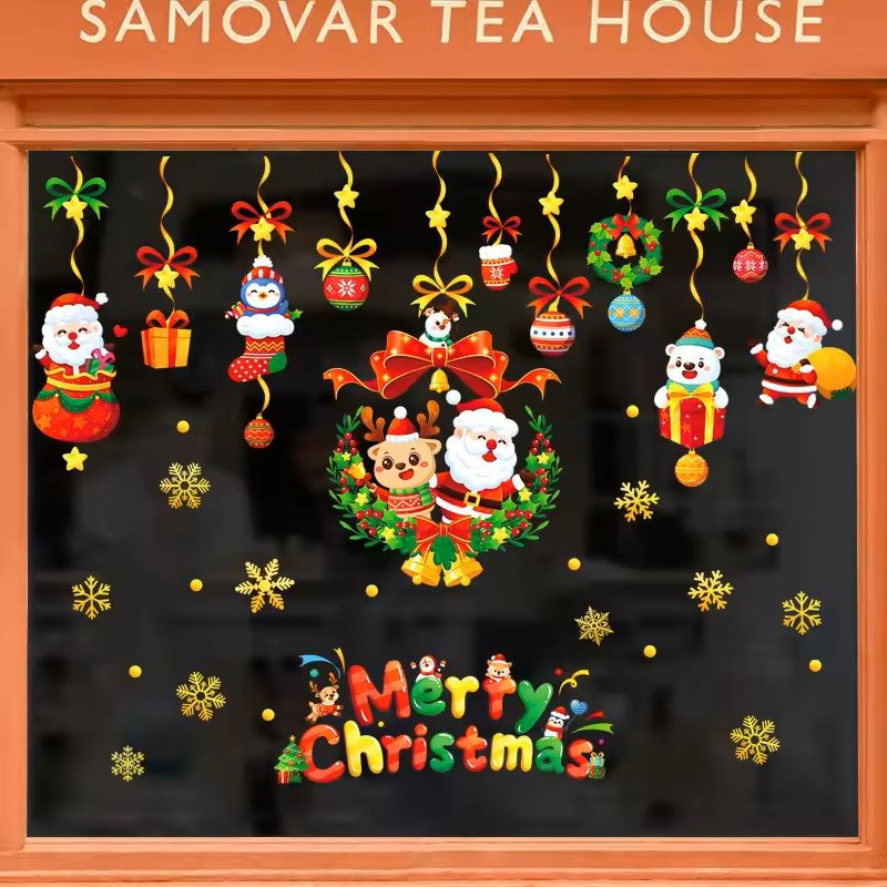 137 Pieces Snowflake  Window Flower Electrostatic PVC Stickers Reusable Winter Decor Set 2