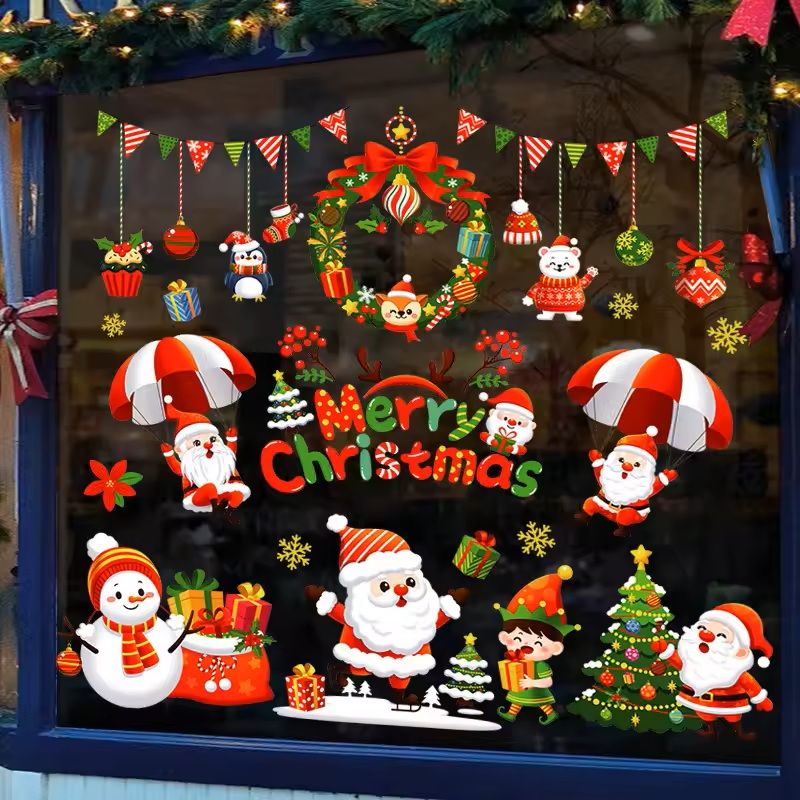 137 Pieces Snowflake  Window Flower Electrostatic PVC Stickers Reusable Winter Decor Set 10