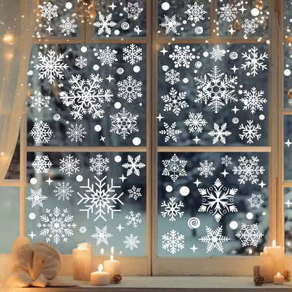 137 Pieces Snowflake  Window Flower Electrostatic PVC Stickers Reusable Winter Decor Set 6
