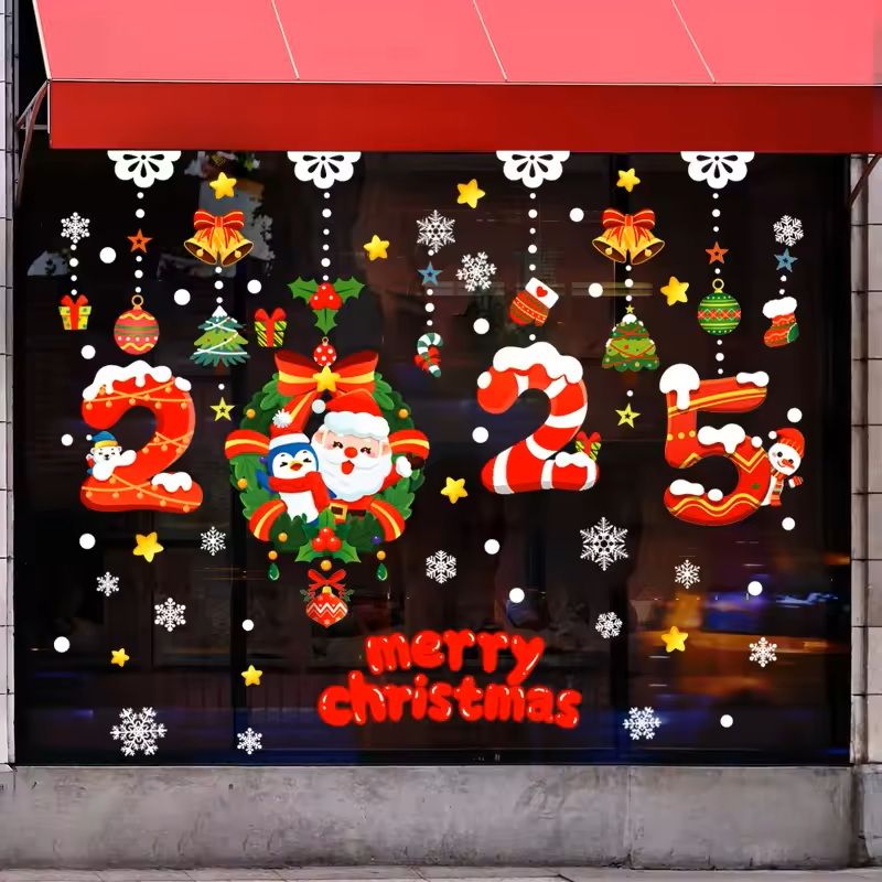 137 Pieces Snowflake  Window Flower Electrostatic PVC Stickers Reusable Winter Decor Set 9