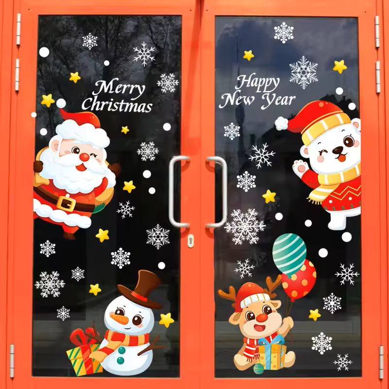 137 Pieces Snowflake  Window Flower Electrostatic PVC Stickers Reusable Winter Decor Set 12