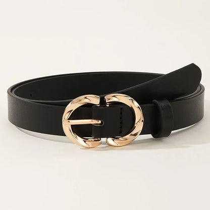 Classic PU Belt With Metal Buckle for Jeans and Dresses