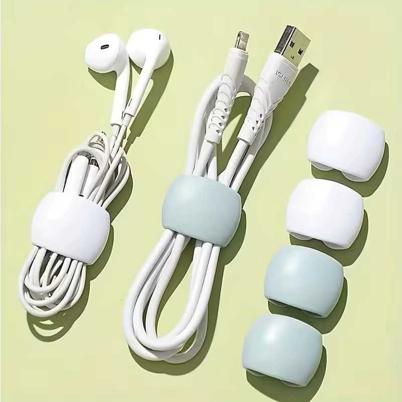 6-Pack Silicone Cable Organizers – Multi-Use Cord Wraps for Earphones & Charging Cables