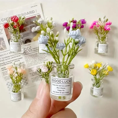 Mini Vase Magnet Set Cute Small Refrigerator Flower Vases Kitchen Decoration Gift