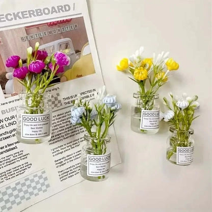 Mini Vase Magnet Set Cute Small Refrigerator Flower Vases Kitchen Decoration Gift 3
