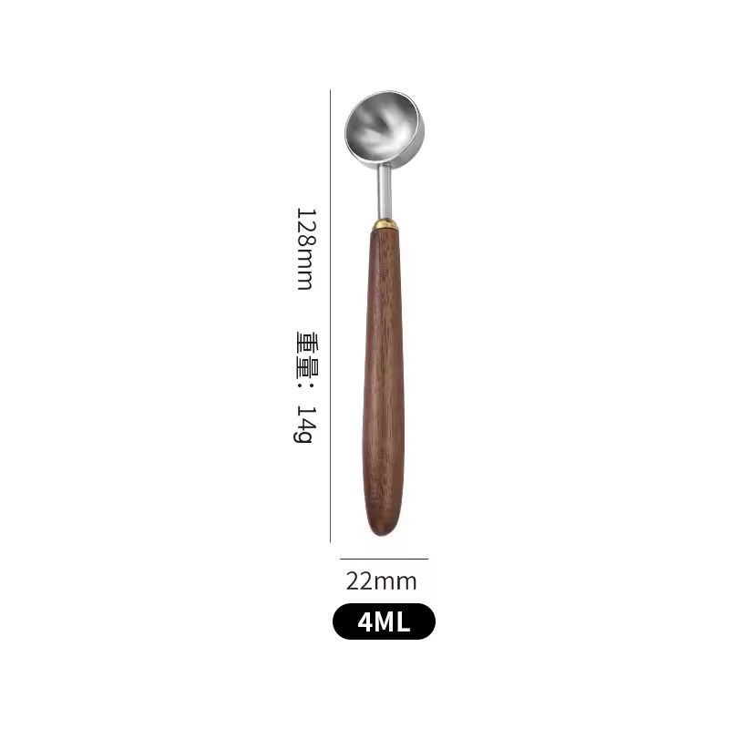 Walnut Wood Premium 25 Ml Coffee Scoop  Long Handle Stainless Steel Measuring Spoon 4