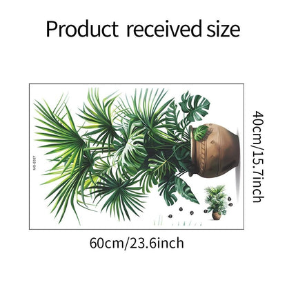 Green Plant Wall Decor Sticker For Home Living Room Bedroom Self Adhesive Potted Leaf Design 5