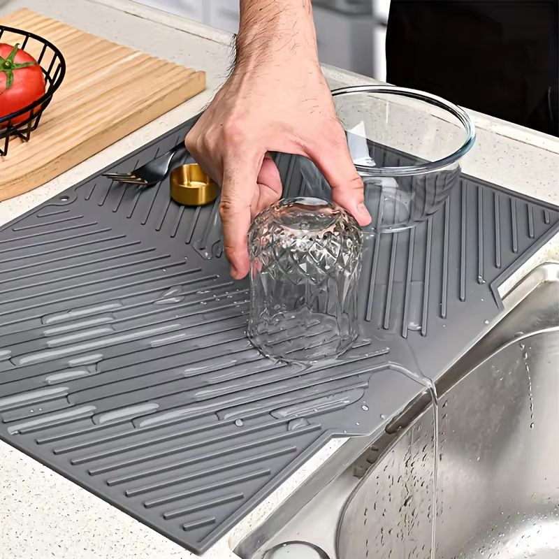 Premium Silicone Dish Drying Mat – Non-Slip Countertop Sink Draining Pad