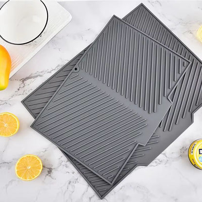 Premium Silicone Dish Drying Mat  NonSlip Countertop Sink Draining Pad 3