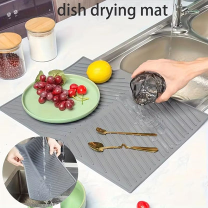Premium Silicone Dish Drying Mat  NonSlip Countertop Sink Draining Pad 5