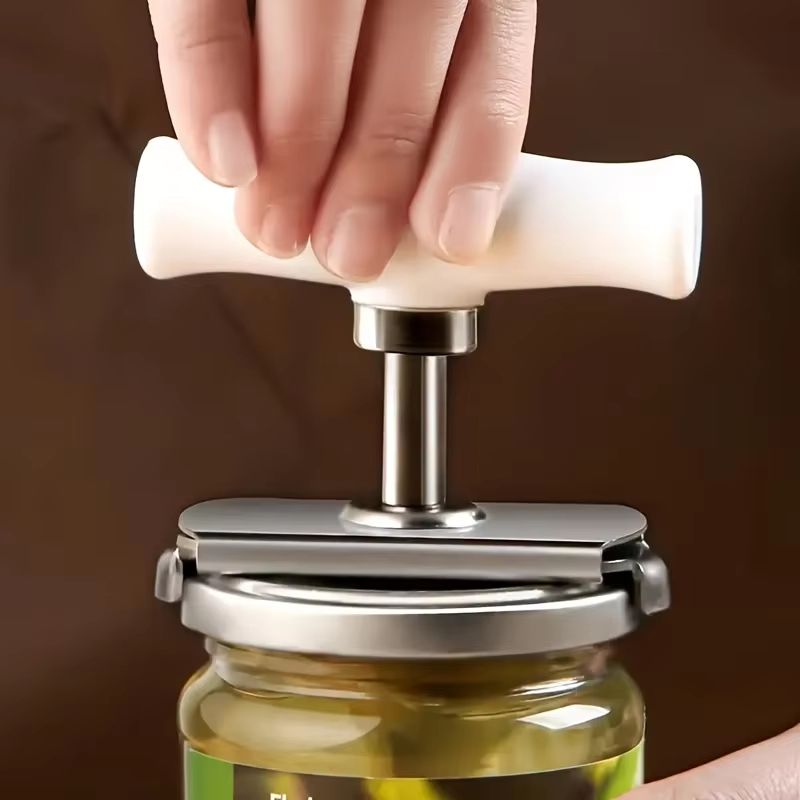 Labor-Saving Stainless Steel Can & Bottle Opener – Adjustable Rotating Lid Grip Tool