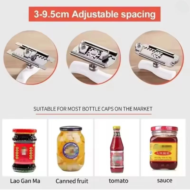 LaborSaving Stainless Steel Can  Bottle Opener  Adjustable Rotating Lid Grip Tool 3