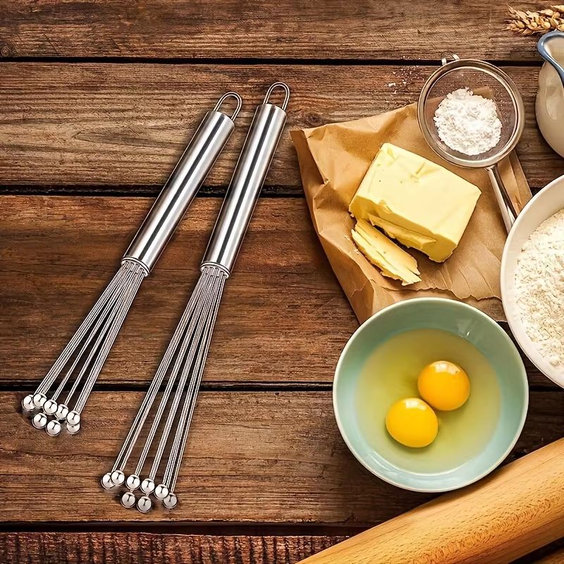 Stainless Steel Ball Whisk Kitchen Wire Egg Whisk for Cooking Blending Beating Stirring