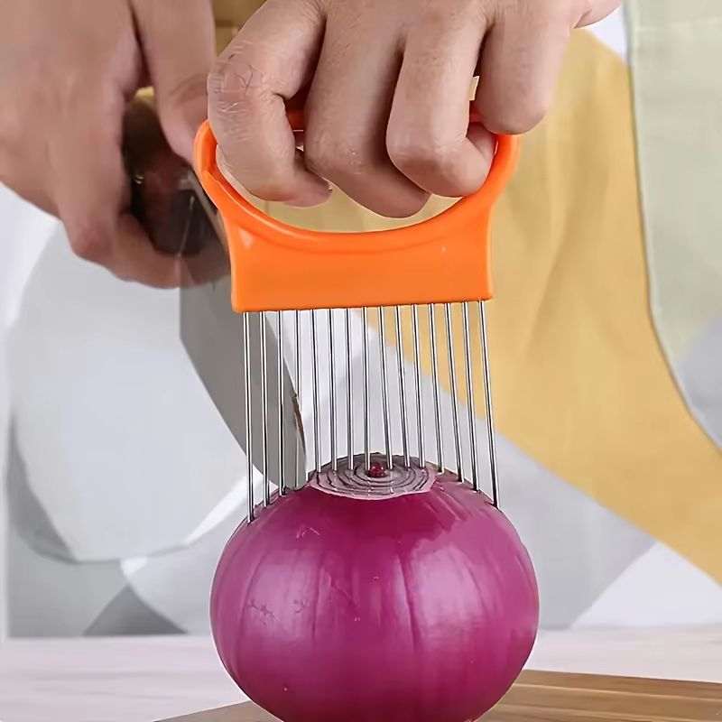 Stainless Steel Onion Cutter Holder Food Slicer Assistant Vegetable Cutting Fork Kitchen Gadget 5