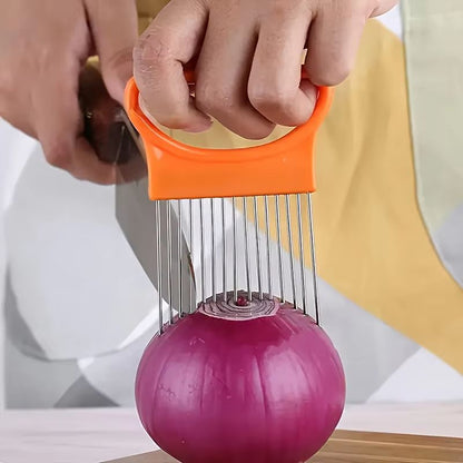 Stainless Steel Onion Cutter Holder Food Slicer Assistant Vegetable Cutting Fork Kitchen Gadget 5