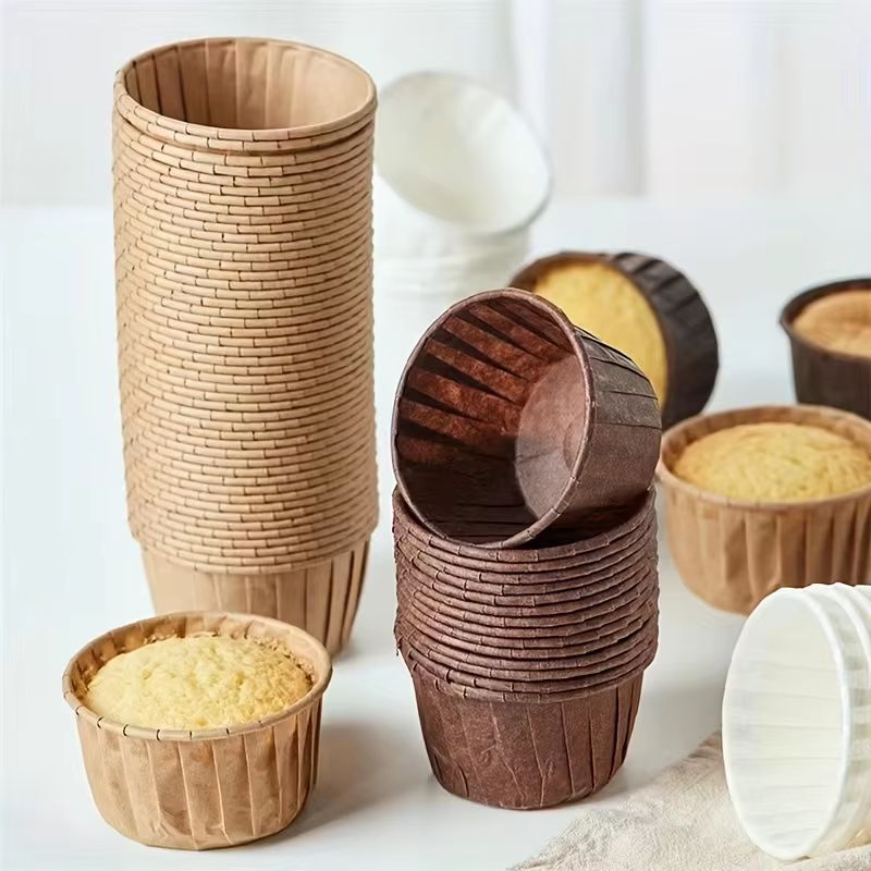 50-Piece High-Temp Resistant Baking Paper Muffin Cups for Cake Rolls and Desserts