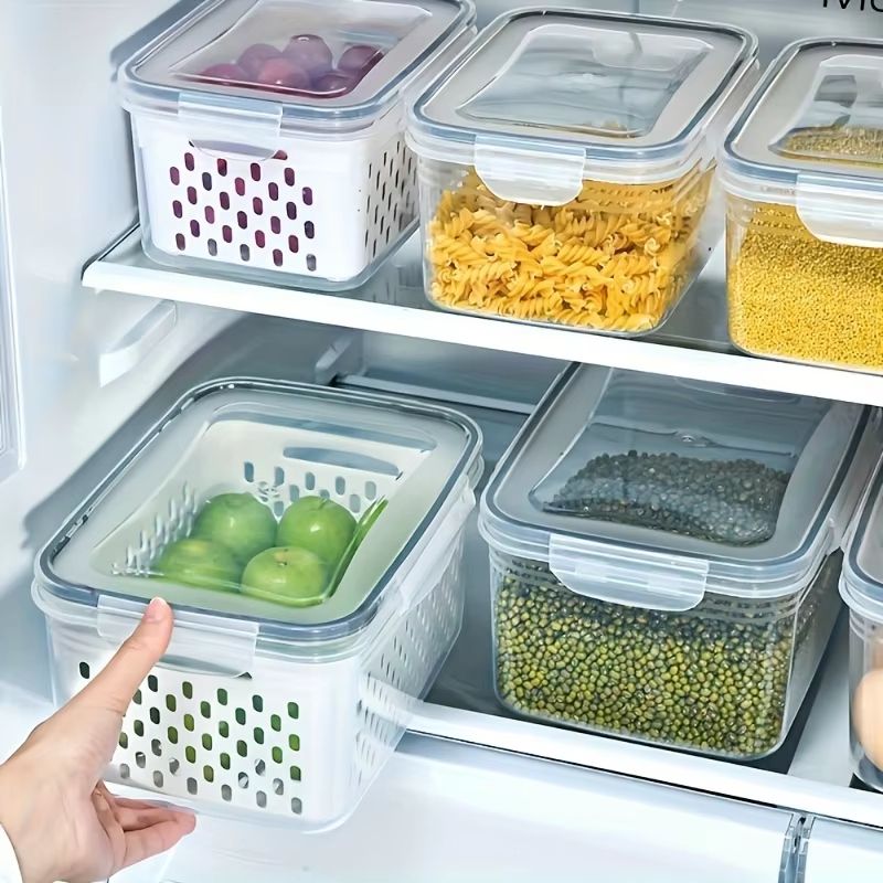 Kitchen Refrigerator Fresh-Keeping Box with Sealed Cover for Fruits, Vegetables and Frozen Food Storage