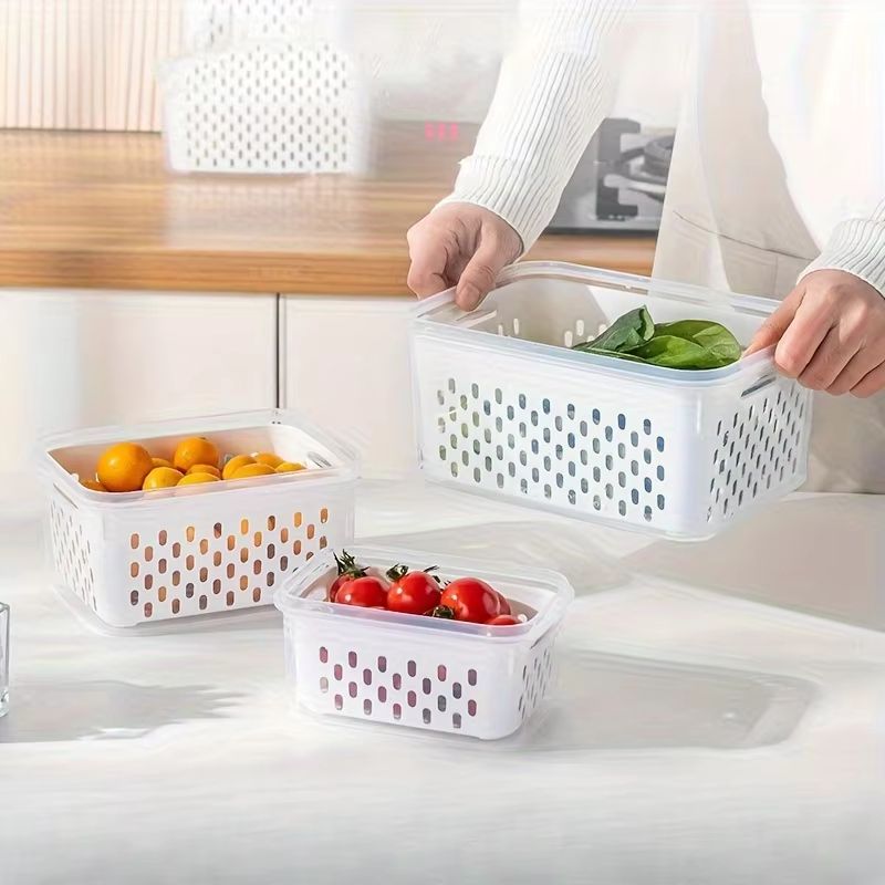 Kitchen Refrigerator FreshKeeping Box With Sealed Cover For Fruits Vegetables And Frozen Food Stora 4