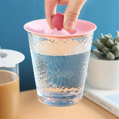 HeatResistant Silicone Universal Cup Lid With Spoon Holder And AntiDust Cover 4