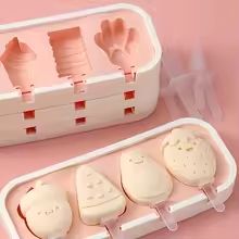 BPA Free Silicone Popsicle Mold for DIY Homemade Ice Cream and Fun Cartoon Shapes with Lid and Sticks