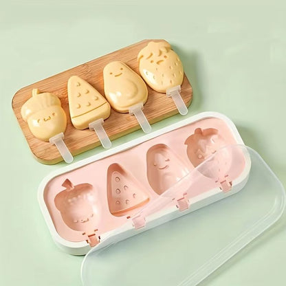BPA Free Silicone Popsicle Mold For DIY Homemade Ice Cream And Fun Cartoon Shapes With Lid And Stic 2