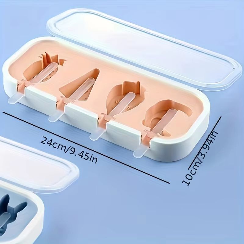 BPA Free Silicone Popsicle Mold For DIY Homemade Ice Cream And Fun Cartoon Shapes With Lid And Stic 5