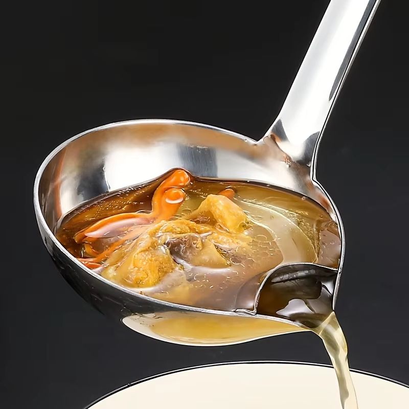 Stainless Steel Colander Spoon Soup Colander Kitchen Gravy Oil Soup Fat Separator Ladle Skimmer Spoon